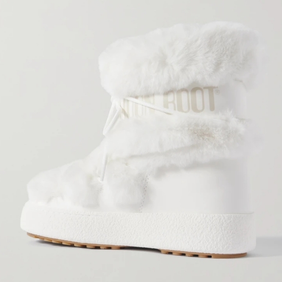 Moon Boot LTrack Faux Fur Boots Moon Boots L Track White Fur Winter Snow Boot - Picture 3 of 16